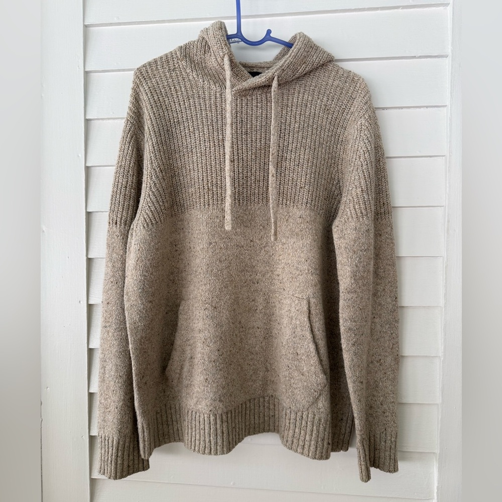 American Eagle | Hooded Sweater Size Large Neutral Chunky Knit Pullover Cozy